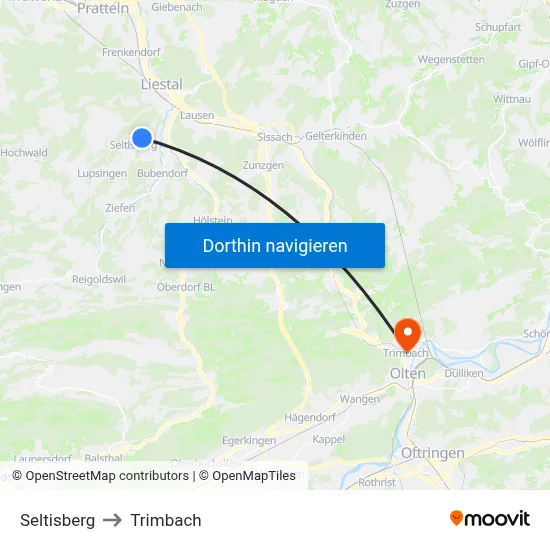 Seltisberg to Trimbach map
