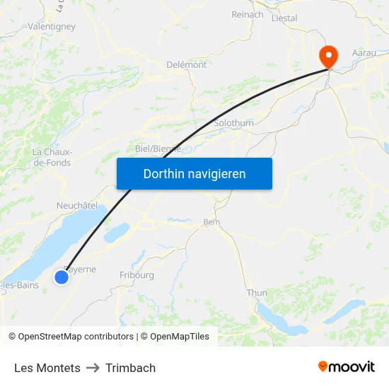 Les Montets to Trimbach map