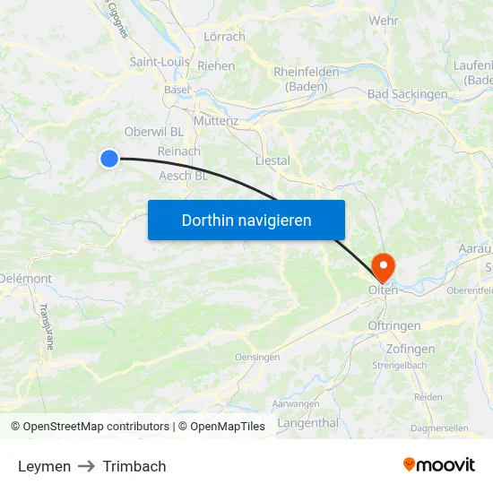 Leymen to Trimbach map