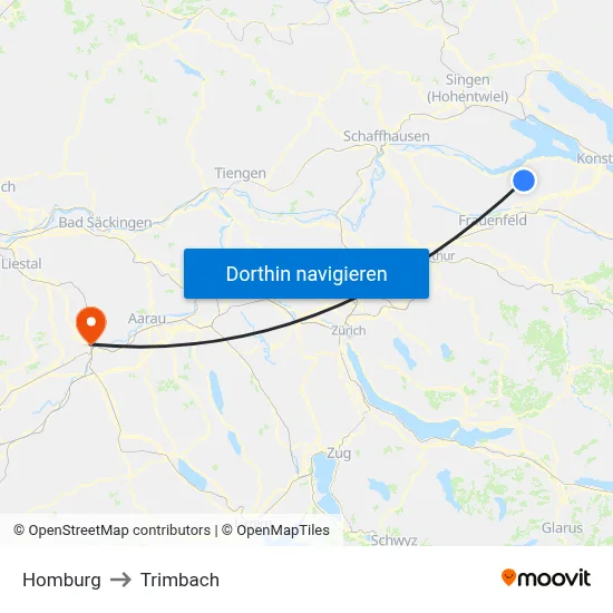 Homburg to Trimbach map