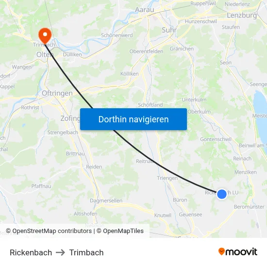 Rickenbach to Trimbach map