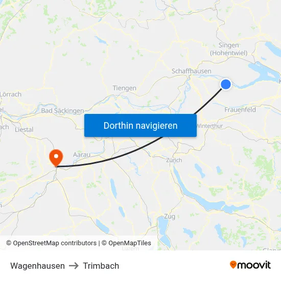 Wagenhausen to Trimbach map