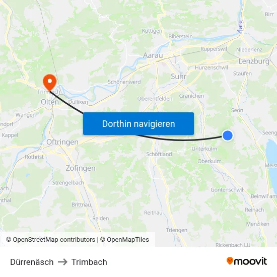 Dürrenäsch to Trimbach map