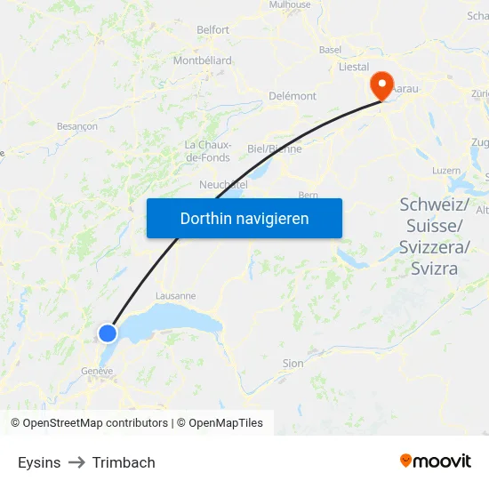 Eysins to Trimbach map