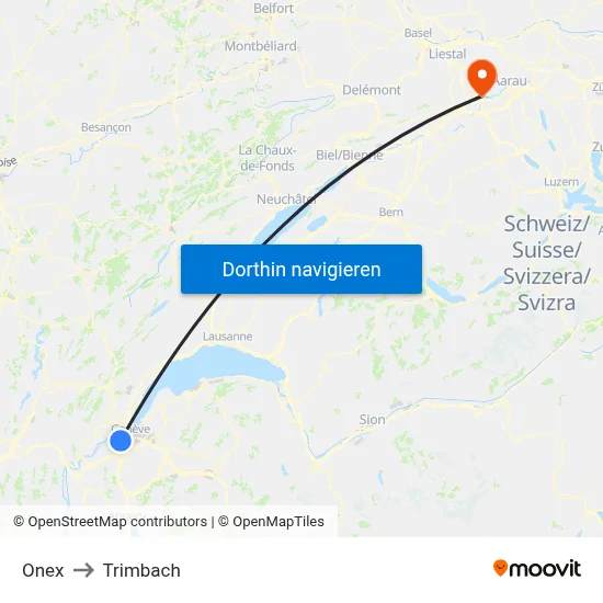 Onex to Trimbach map