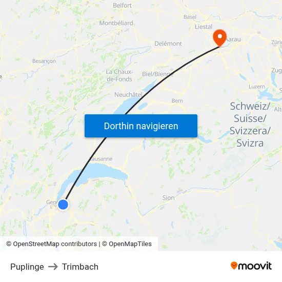 Puplinge to Trimbach map