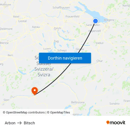 Arbon to Bitsch map