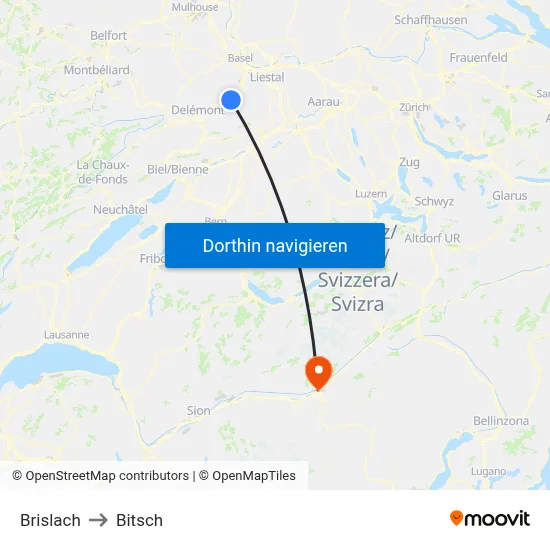 Brislach to Bitsch map