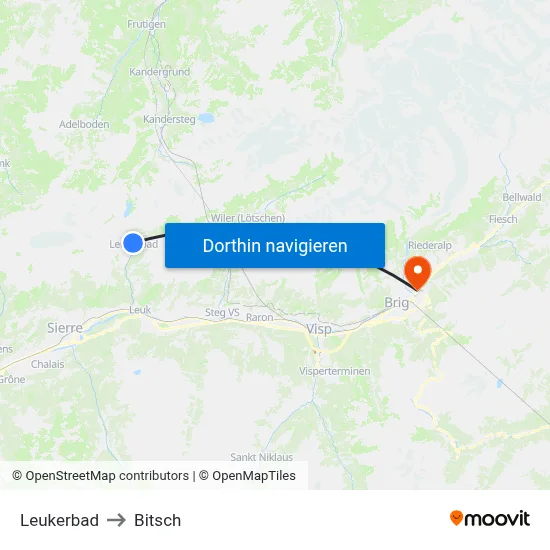 Leukerbad to Bitsch map