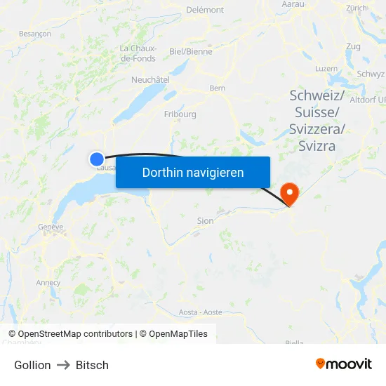 Gollion to Bitsch map