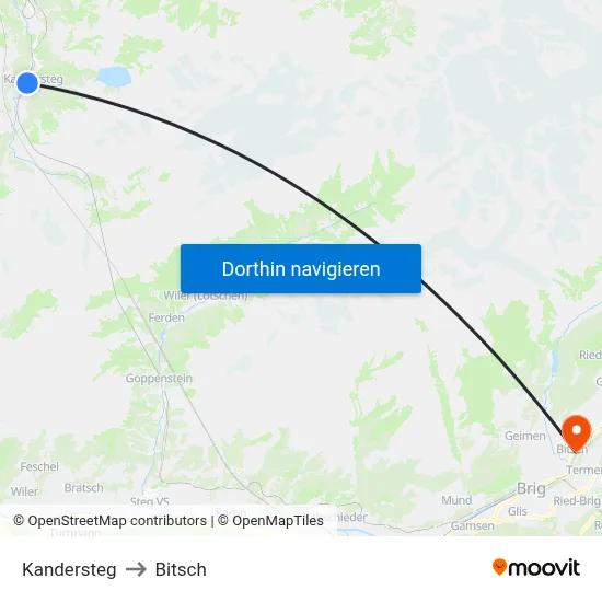 Kandersteg to Bitsch map