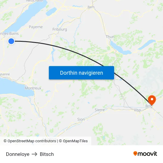 Donneloye to Bitsch map