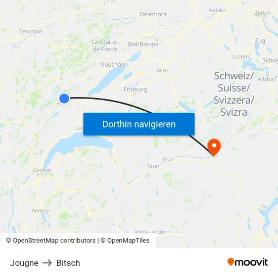Jougne to Bitsch map