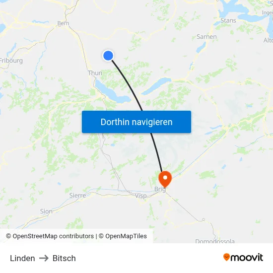 Linden to Bitsch map