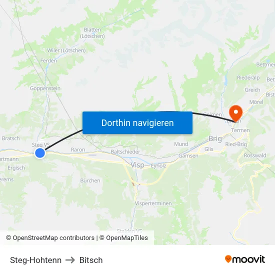 Steg-Hohtenn to Bitsch map