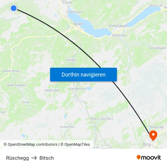 Rüschegg to Bitsch map