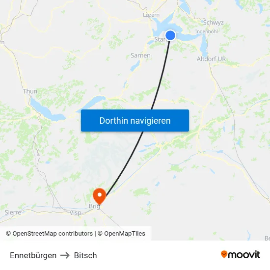Ennetbürgen to Bitsch map