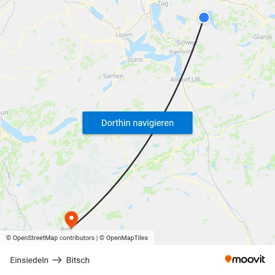 Einsiedeln to Bitsch map