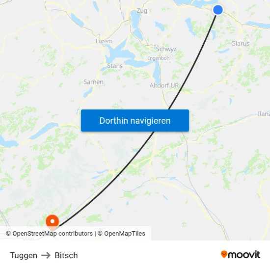 Tuggen to Bitsch map
