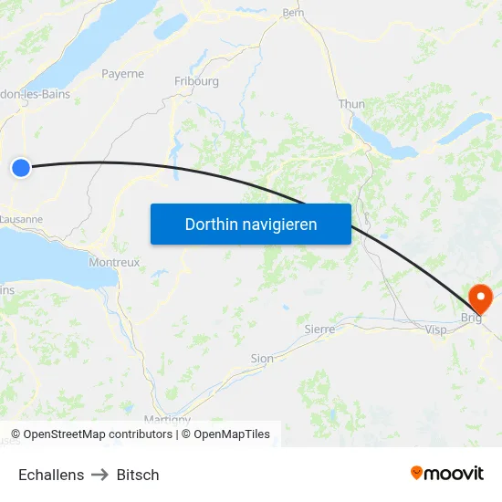 Echallens to Bitsch map