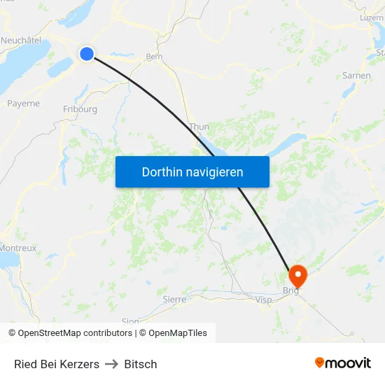 Ried Bei Kerzers to Bitsch map