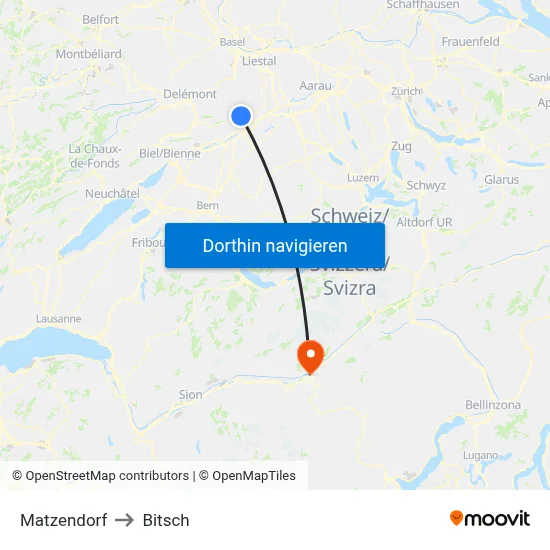 Matzendorf to Bitsch map