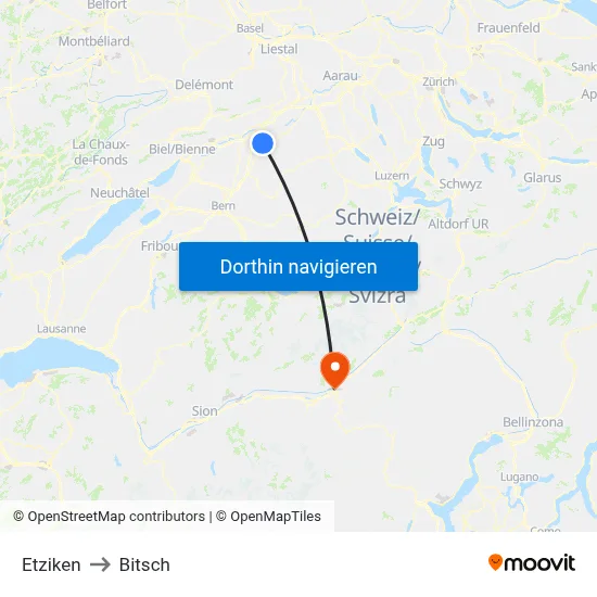 Etziken to Bitsch map