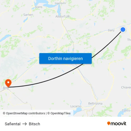 Safiental to Bitsch map
