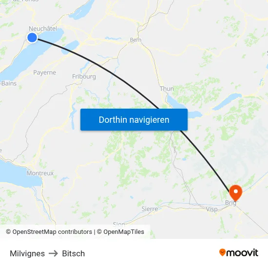 Milvignes to Bitsch map