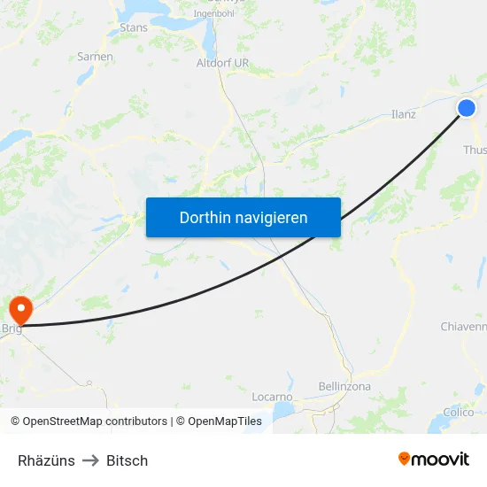 Rhäzüns to Bitsch map