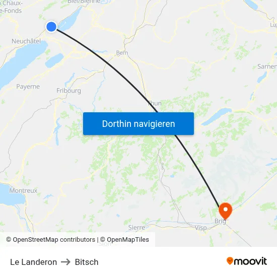 Le Landeron to Bitsch map