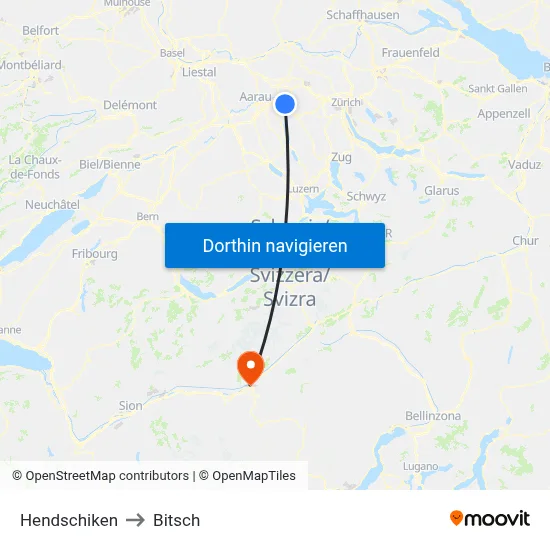 Hendschiken to Bitsch map