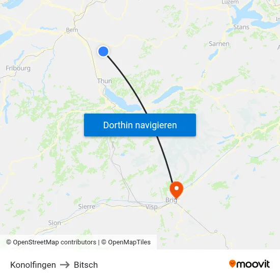 Konolfingen to Bitsch map
