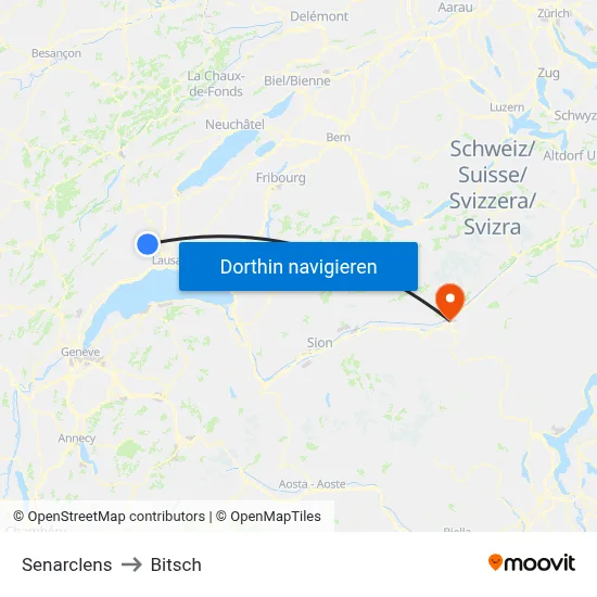 Senarclens to Bitsch map