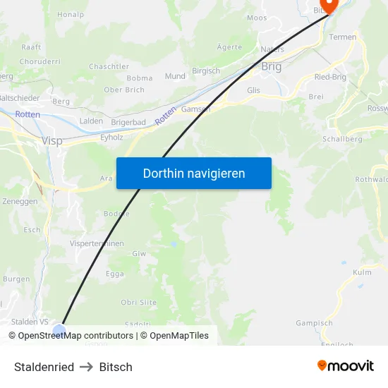 Staldenried to Bitsch map