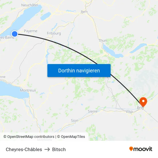 Cheyres-Châbles to Bitsch map
