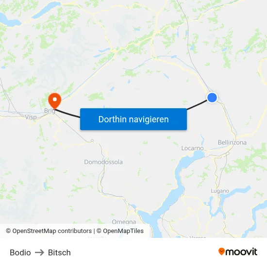 Bodio to Bitsch map
