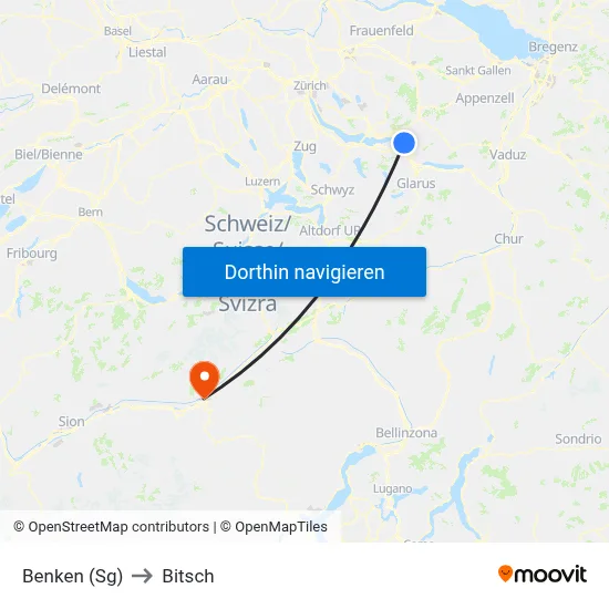 Benken (Sg) to Bitsch map