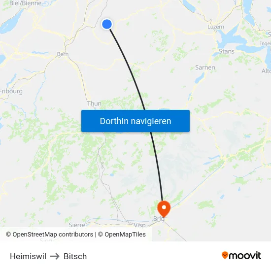 Heimiswil to Bitsch map