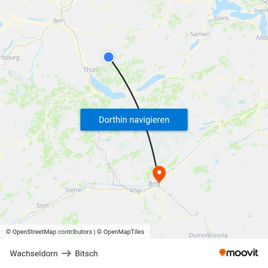 Wachseldorn to Bitsch map