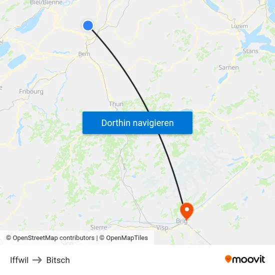 Iffwil to Bitsch map