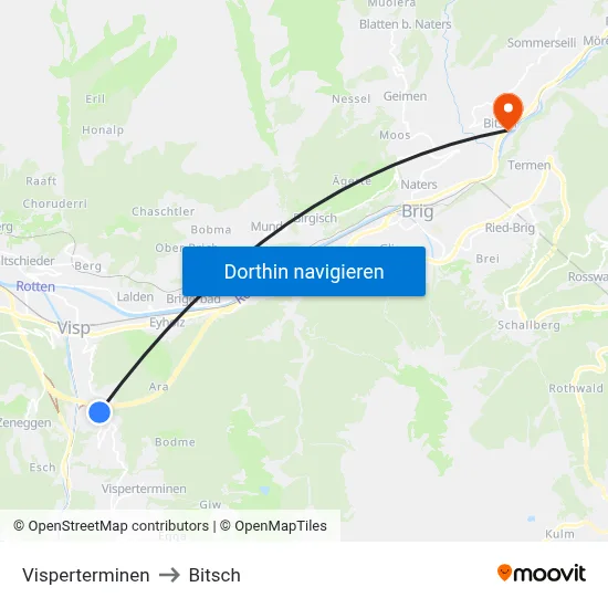 Visperterminen to Bitsch map