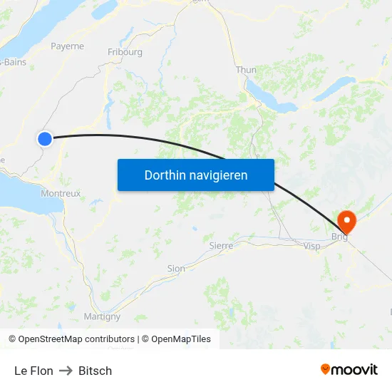 Le Flon to Bitsch map