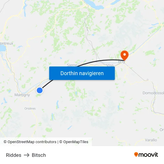Riddes to Bitsch map
