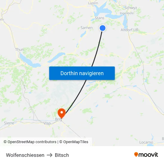 Wolfenschiessen to Bitsch map