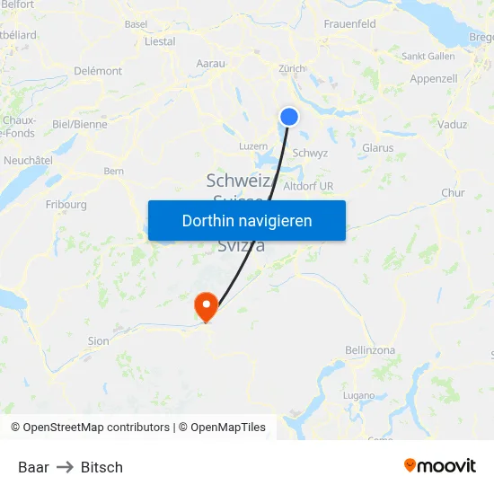 Baar to Bitsch map