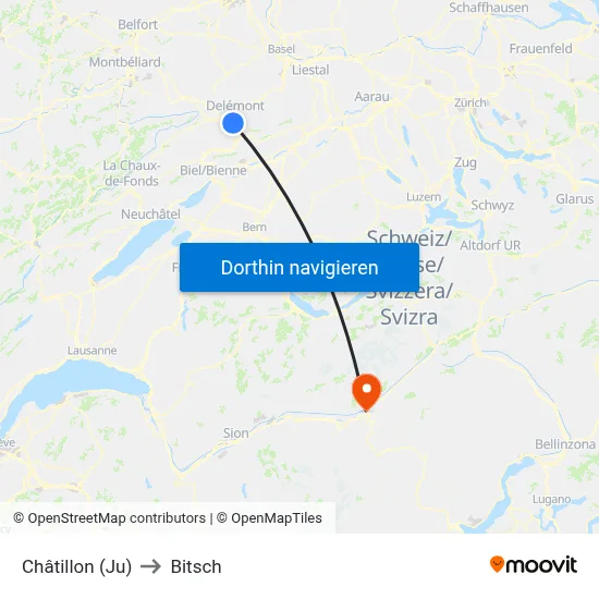 Châtillon (Ju) to Bitsch map