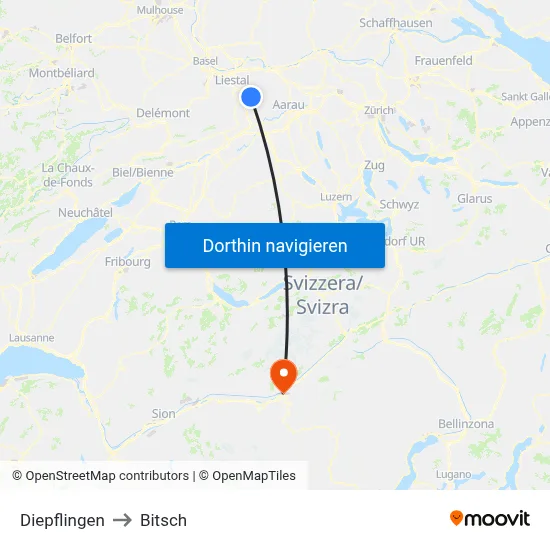 Diepflingen to Bitsch map