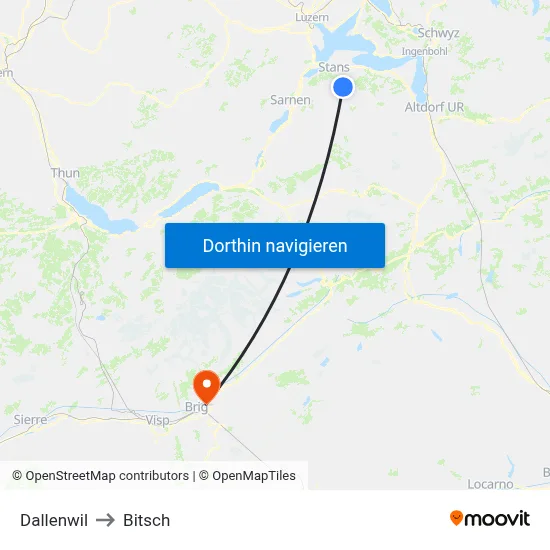Dallenwil to Bitsch map