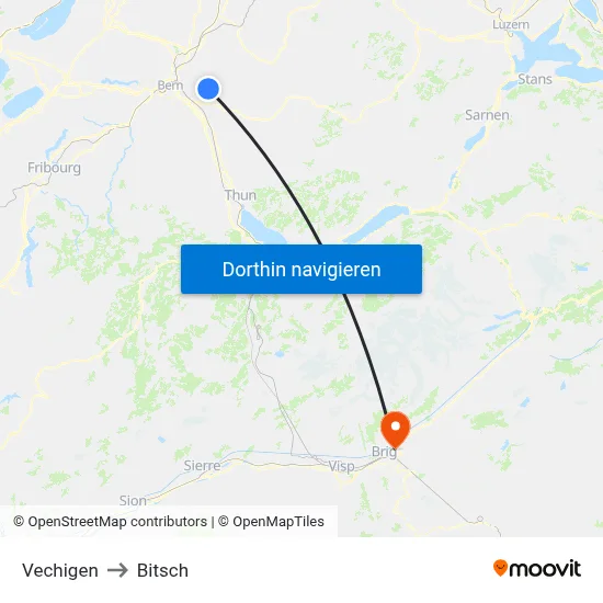 Vechigen to Bitsch map